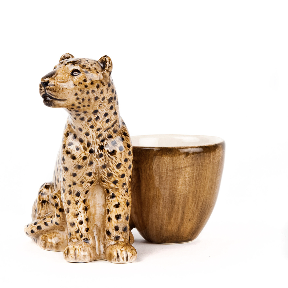 Eierbecher aus Keramik von Quail Ceramics, Tier Leopard