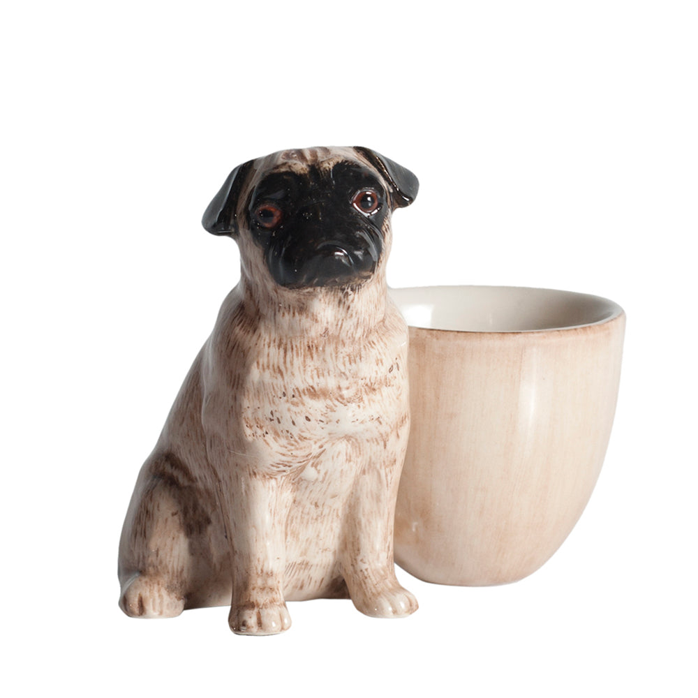 Eierbecher in Tierform Mops im Farbton beige von Quail Ceramics