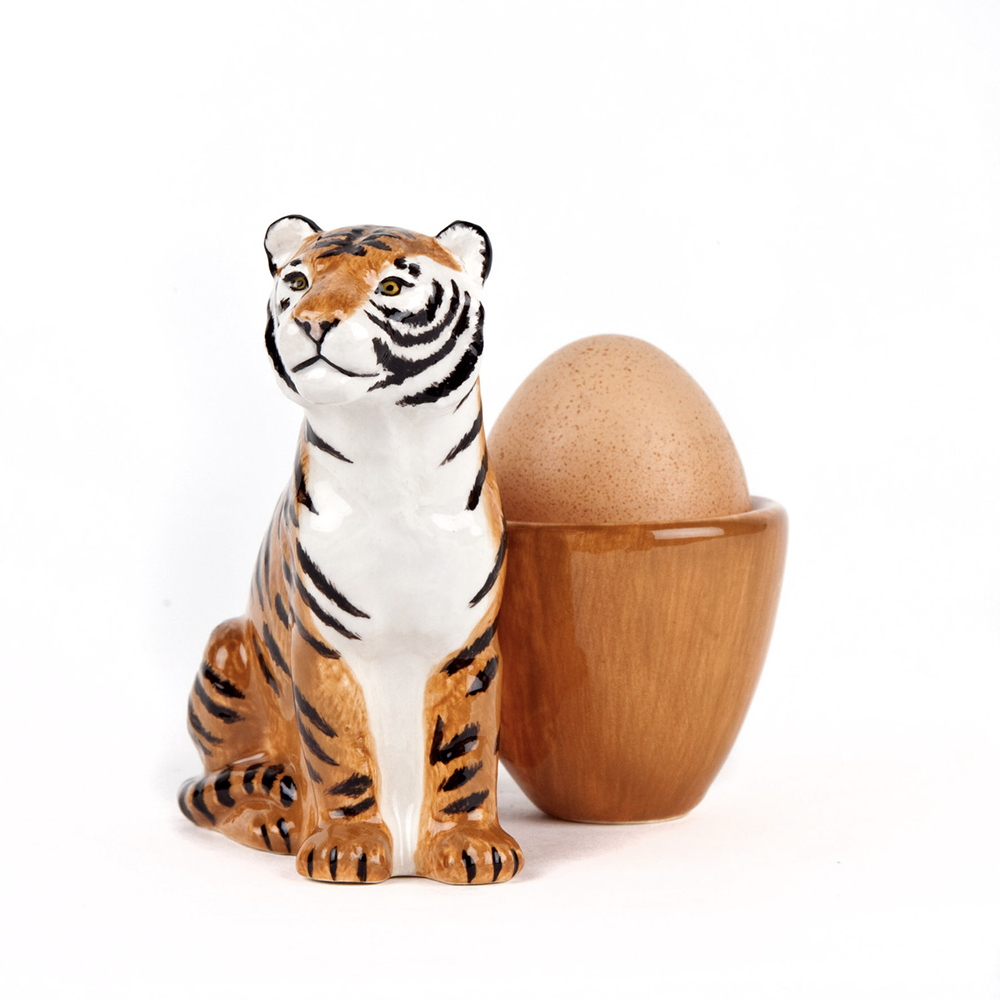 Eierbecher aus Keramik von Quail Ceramics, Tierform Tieger