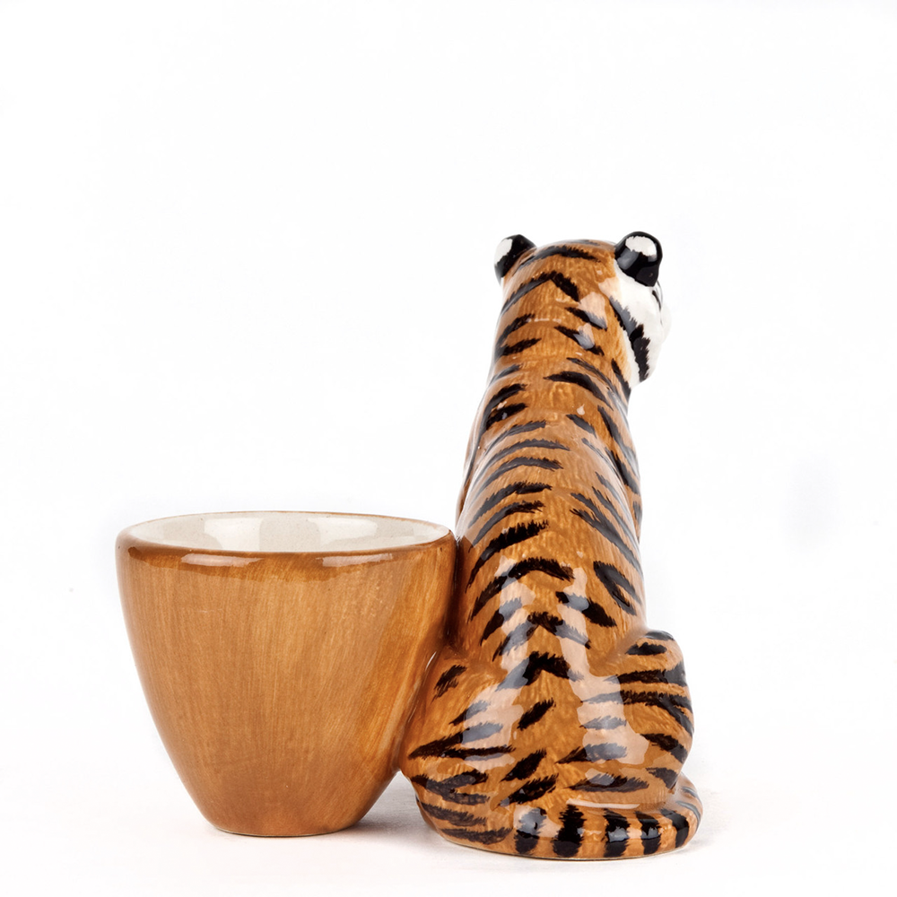 Eierbecher aus Keramik von Quail Ceramics, Tierform Tieger