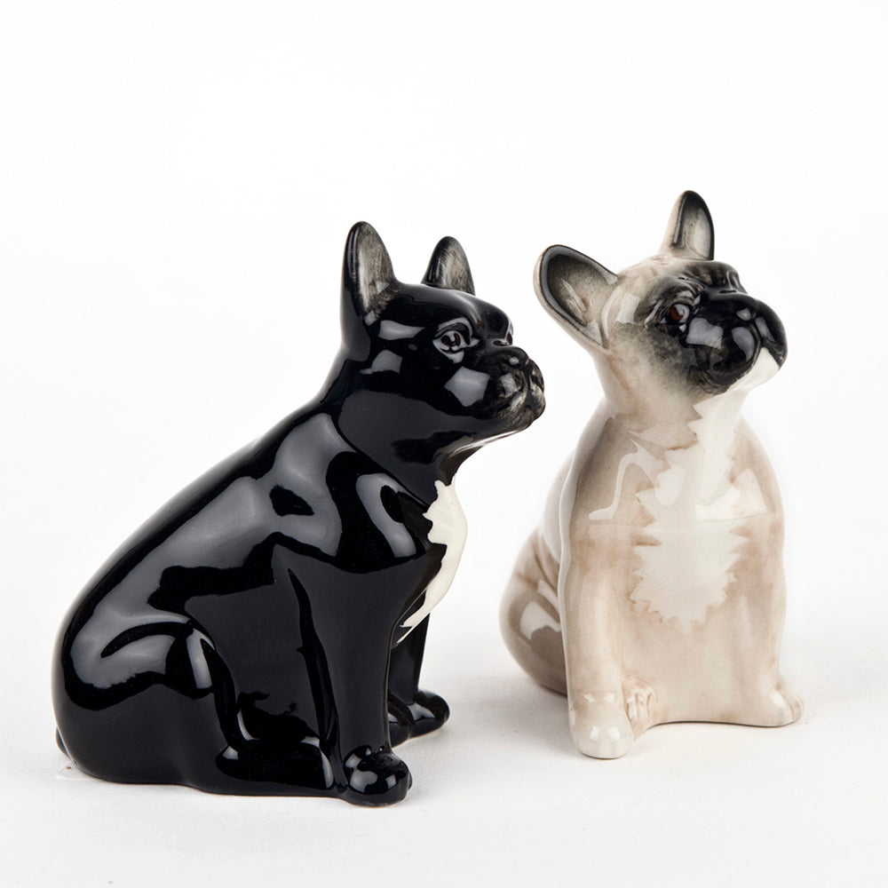 Salz und Pfefferstreuer in Tierform Französische Bulldogge im Farbton schwarz und weiss von Quail Ceramics