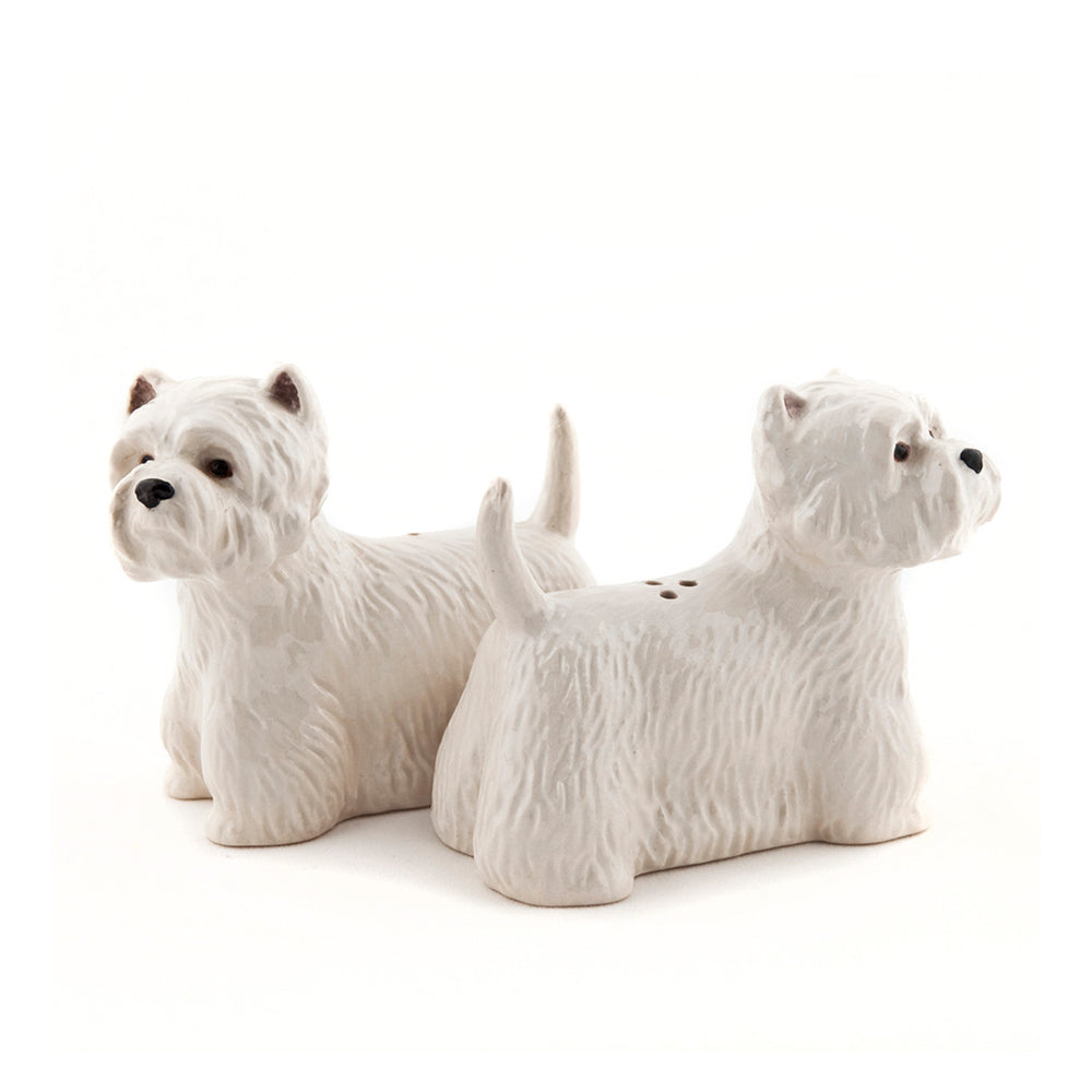 Salz und Pfefferstreuer in Tierform Terrier im Farbton weiss von Quail Ceramics