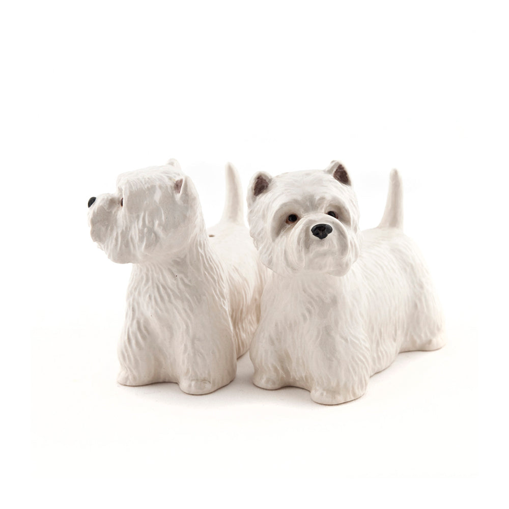 Salz und Pfefferstreuer in Tierform Terrier im Farbton weiss von Quail Ceramics