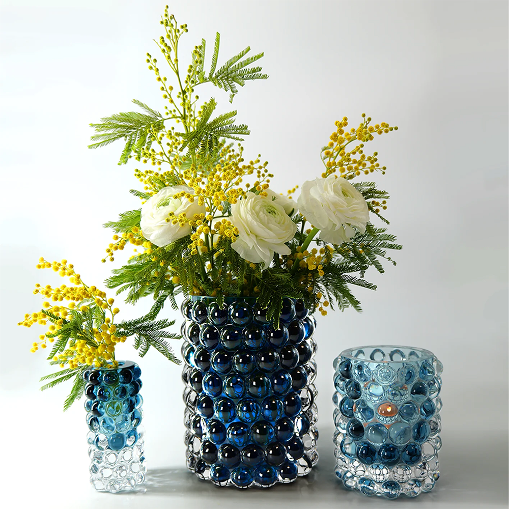 Windlicht Vase HURRICANE BOULE von Skogsberg & Smart im Farbton Sea, Blau