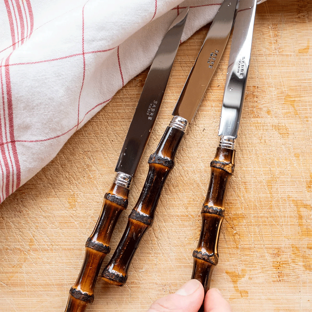 Steakmesser 6er Set PANDA mit dunklem Bambusgriff von Sabre Paris