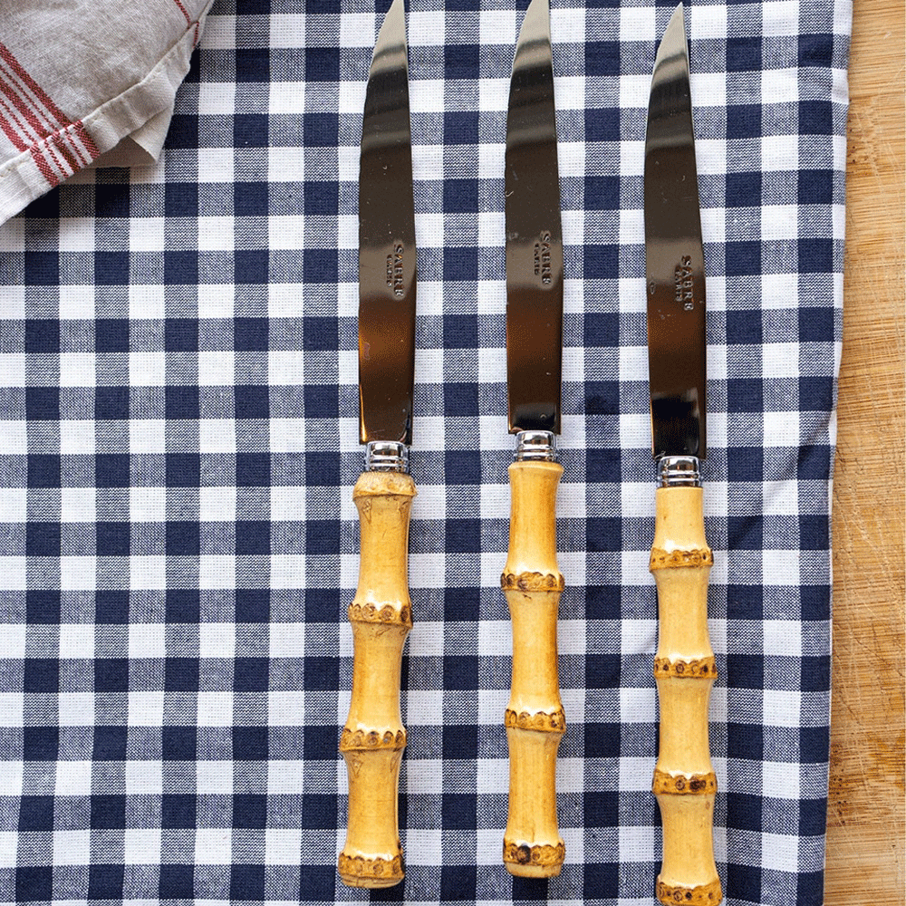 Steakmesser 6er Set PANDA mit hellem Bambusgriff von Sabre Paris