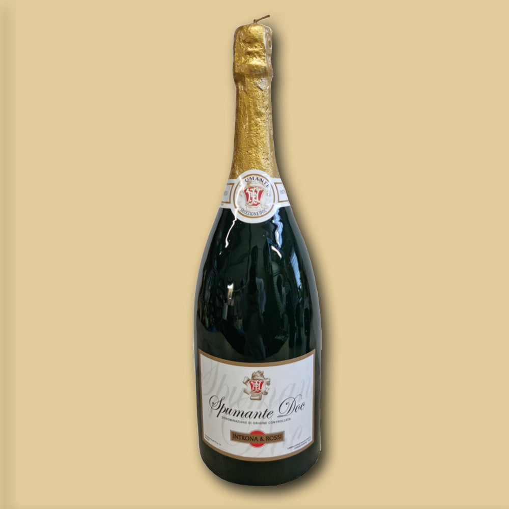 Schaumweinn Kerze Spumante Magnum von Cereria Introna, Gold ud Grün