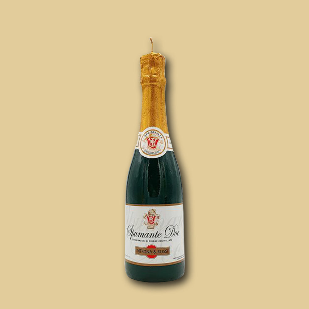 Schaumweinn Kerze Spumante Medium von Cereria Introna, Gold ud Grün