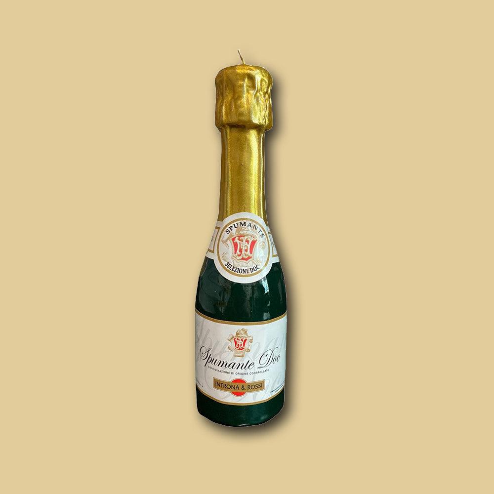 Schaumweinn Kerze Spumante Klein von Cereria Introna, Gold ud Grün