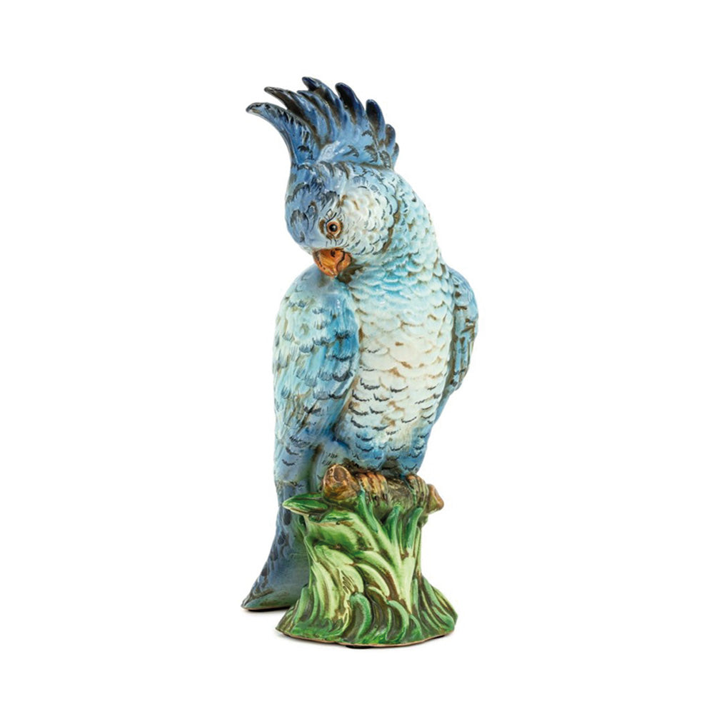 Tierstatue PARROT aus Keramik - blue/white