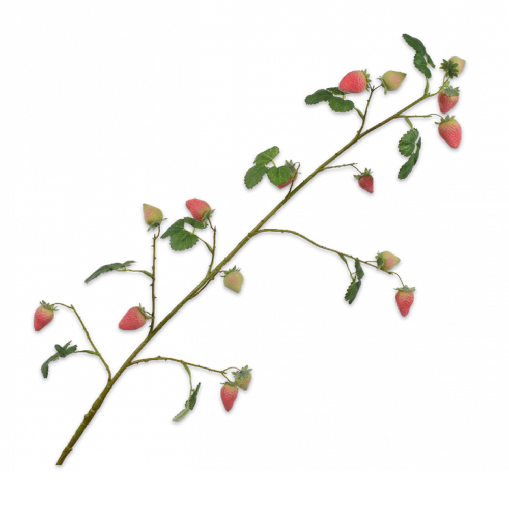 Kunstblume Erdbeerzweig von Silk-ka, grosser Zweig