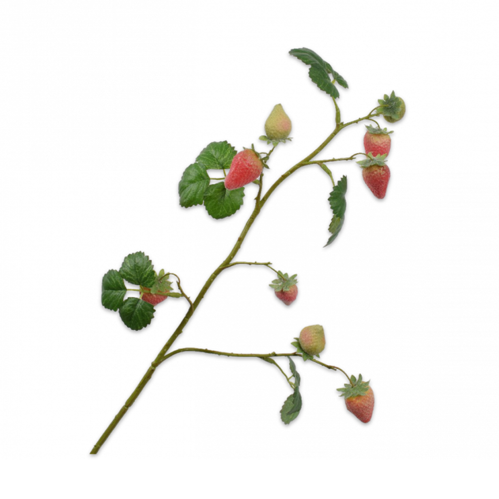 Kunstblume Erdbeerzweig von Silk-ka, kleiner Zweig