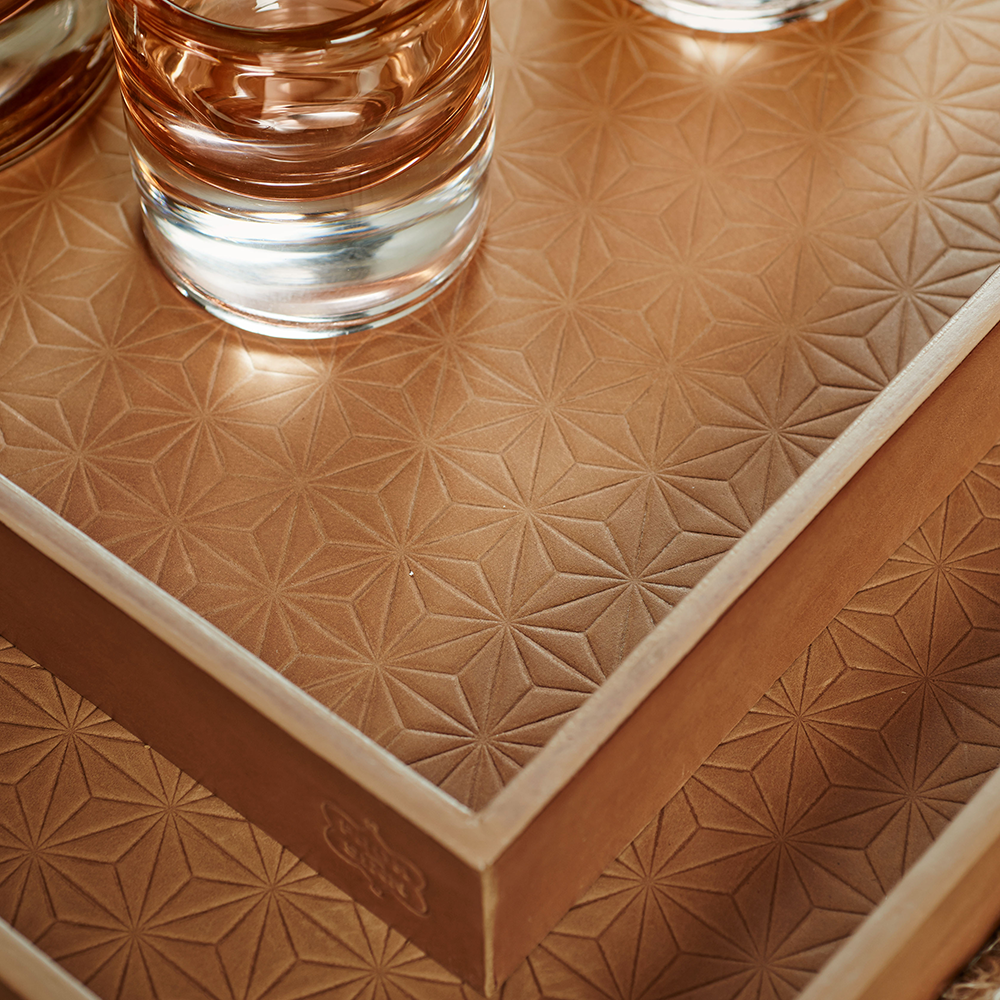 Tray square LIFESTYLE embossed leather - camel