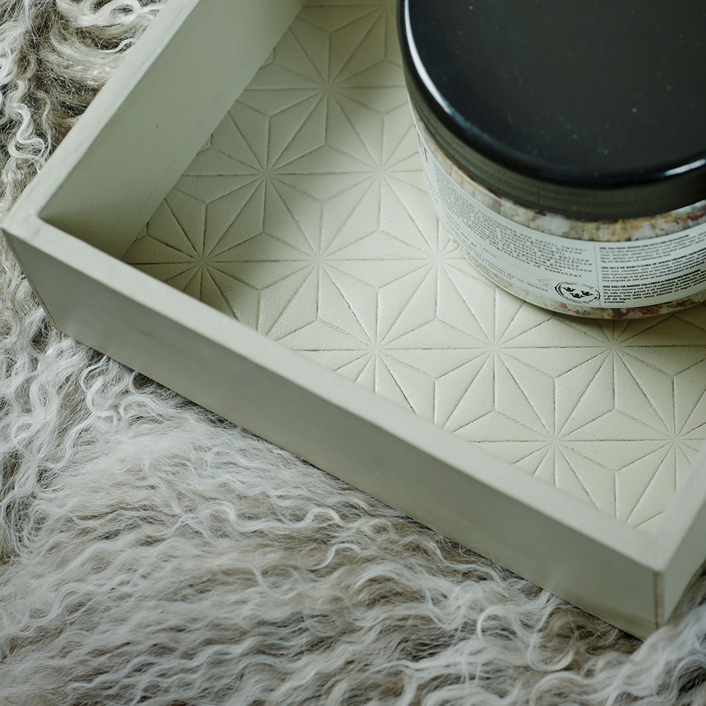 Tray rectangular LIFESTYLE leather embossed - foggy