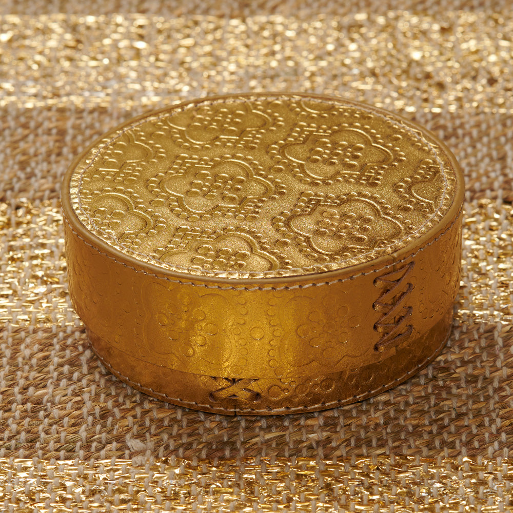 Round Box ICON embossed leather - gold