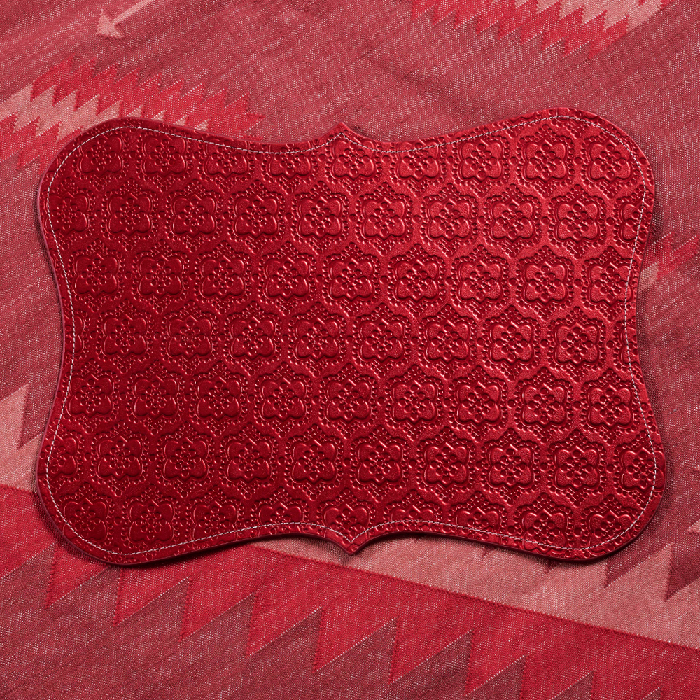 Tischset ICON aus Leder geprägt  - strawberry