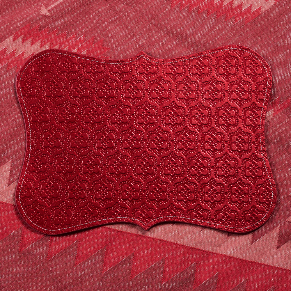 Placemat ICON embossed leather - strawberry