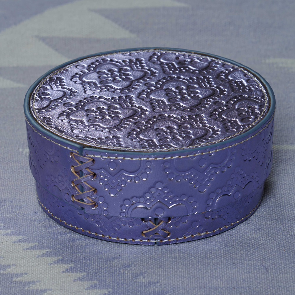 Round Box ICON embossed leather - forget me not