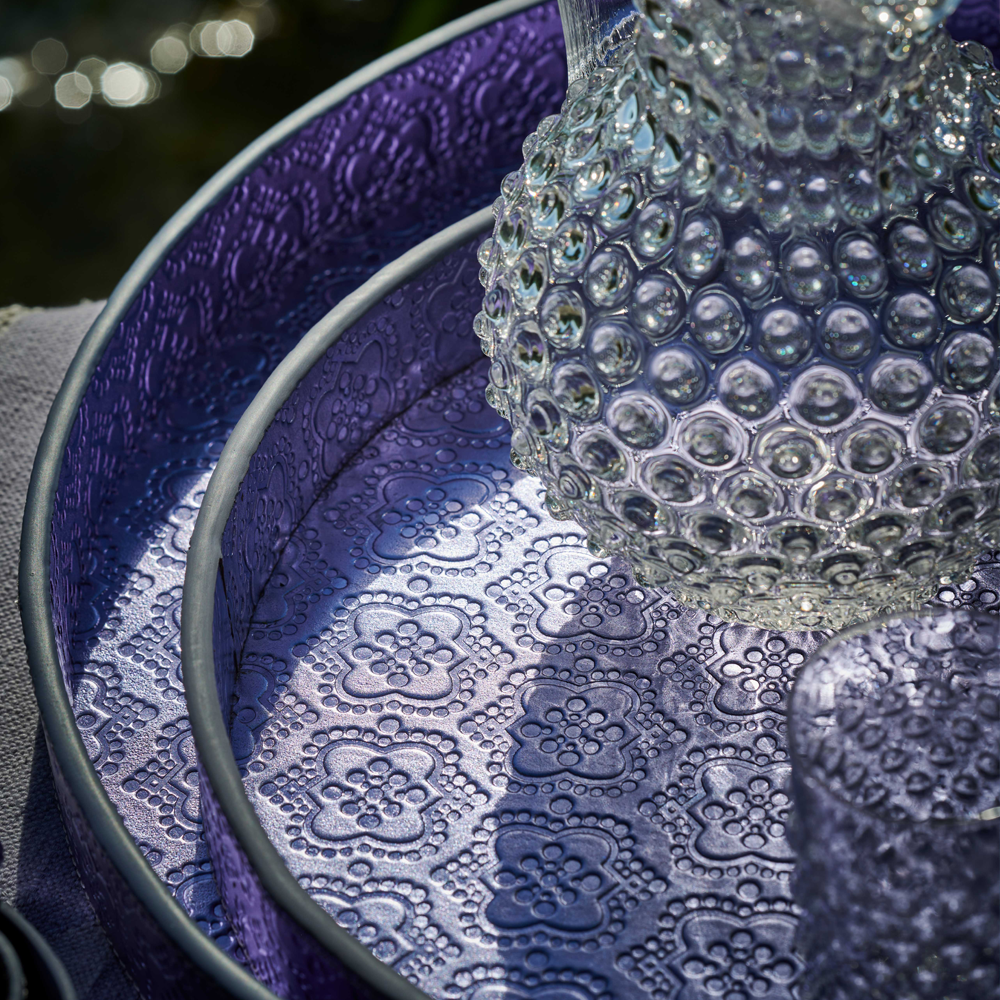 Tray round ICON leather embossed - forget me not