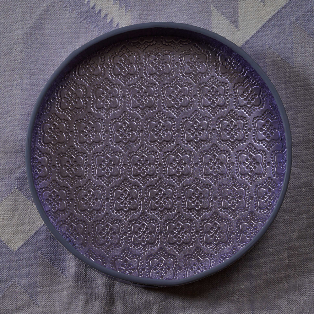 Tray round ICON leather embossed - forget me not