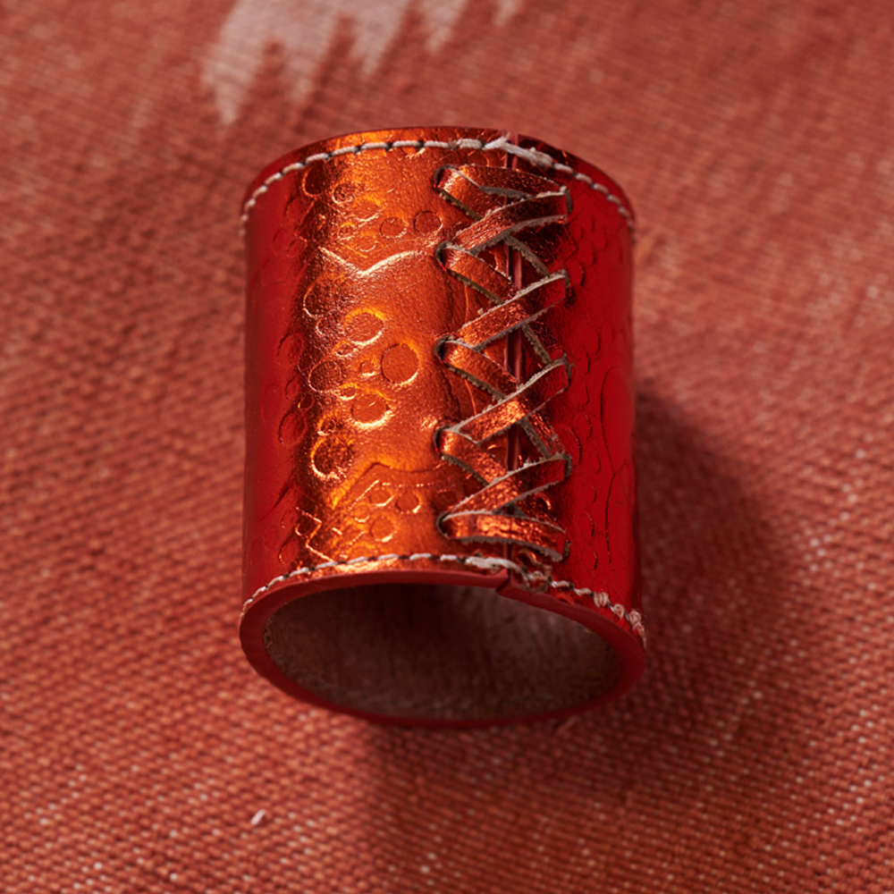 Napkin ring ICON embossed leather - amber