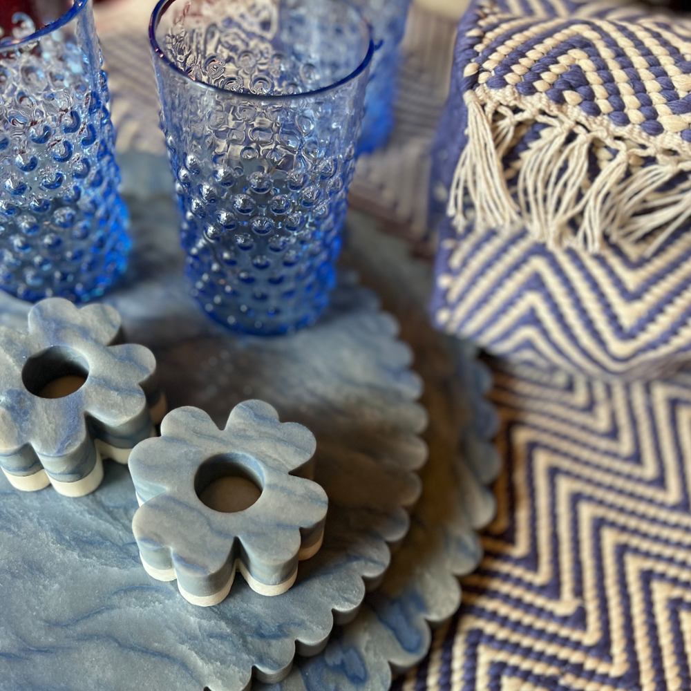 Wasserglas HOBNAIL - light blue