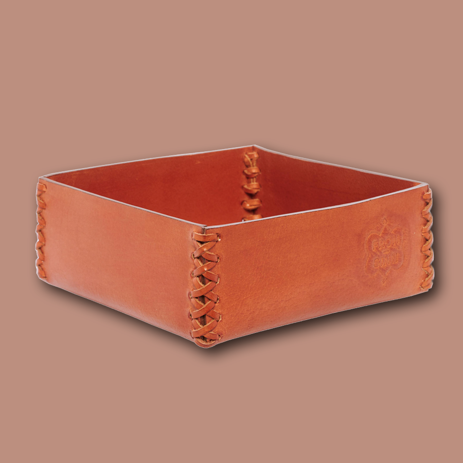 Accessoire Box LIFESTYLE aus Leder glatt - braun, cognac - FROHSINN