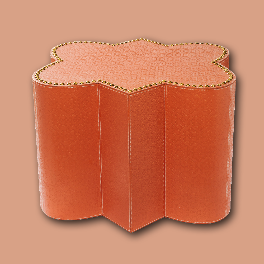 Beistelltisch ICON aus Leder geprägt- orange freisteller