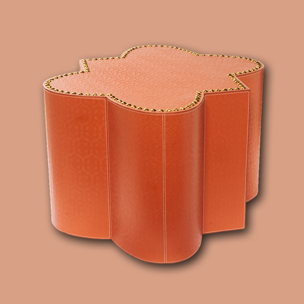 Beistelltisch ICON aus Leder geprägt- orange fresiteller