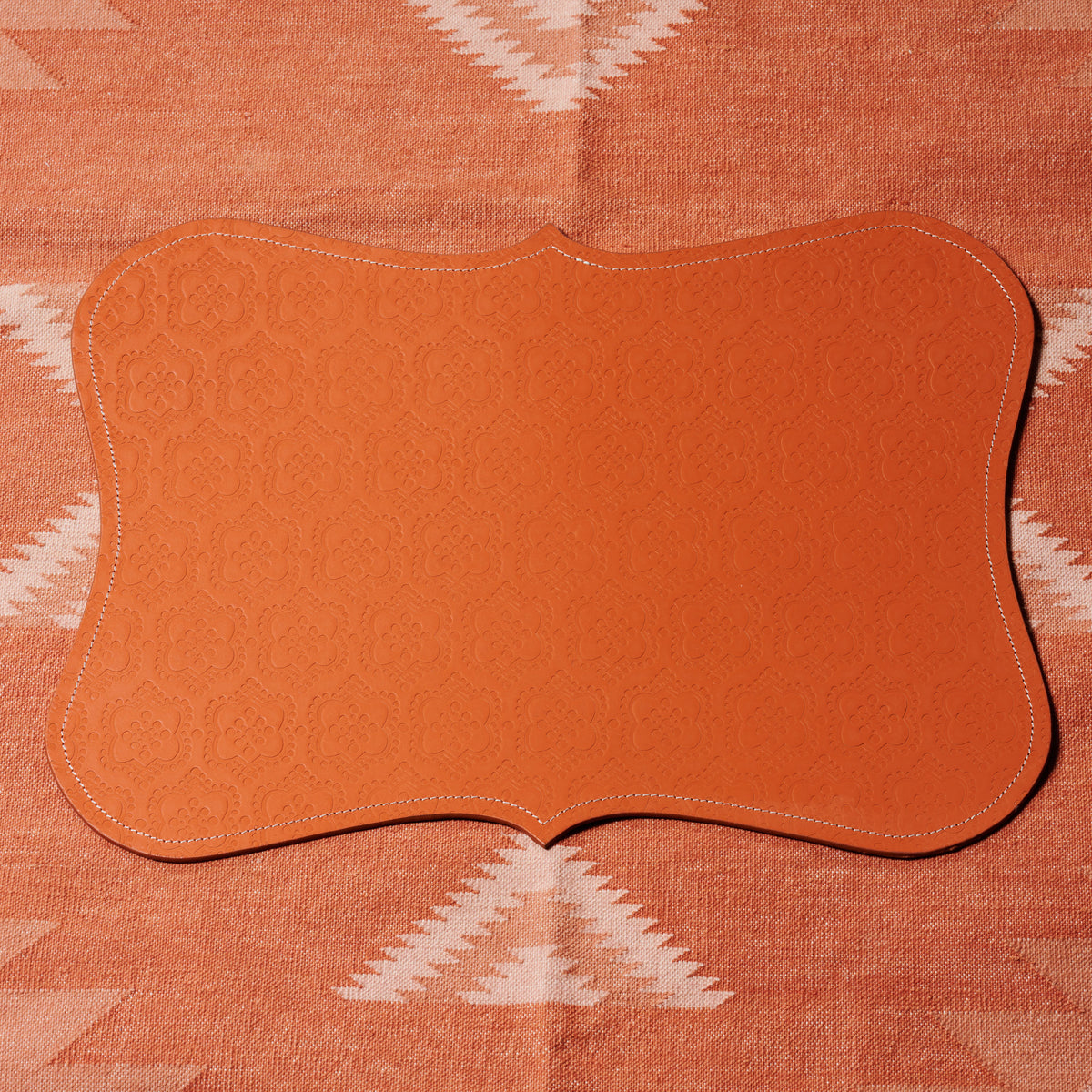 Tischset ICON aus Leder geprägt in orange