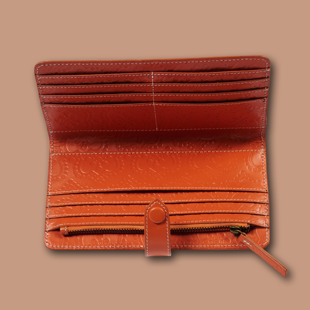 Portemonnaie Western Tucson ICON aus Leder geprägt in orange, offen