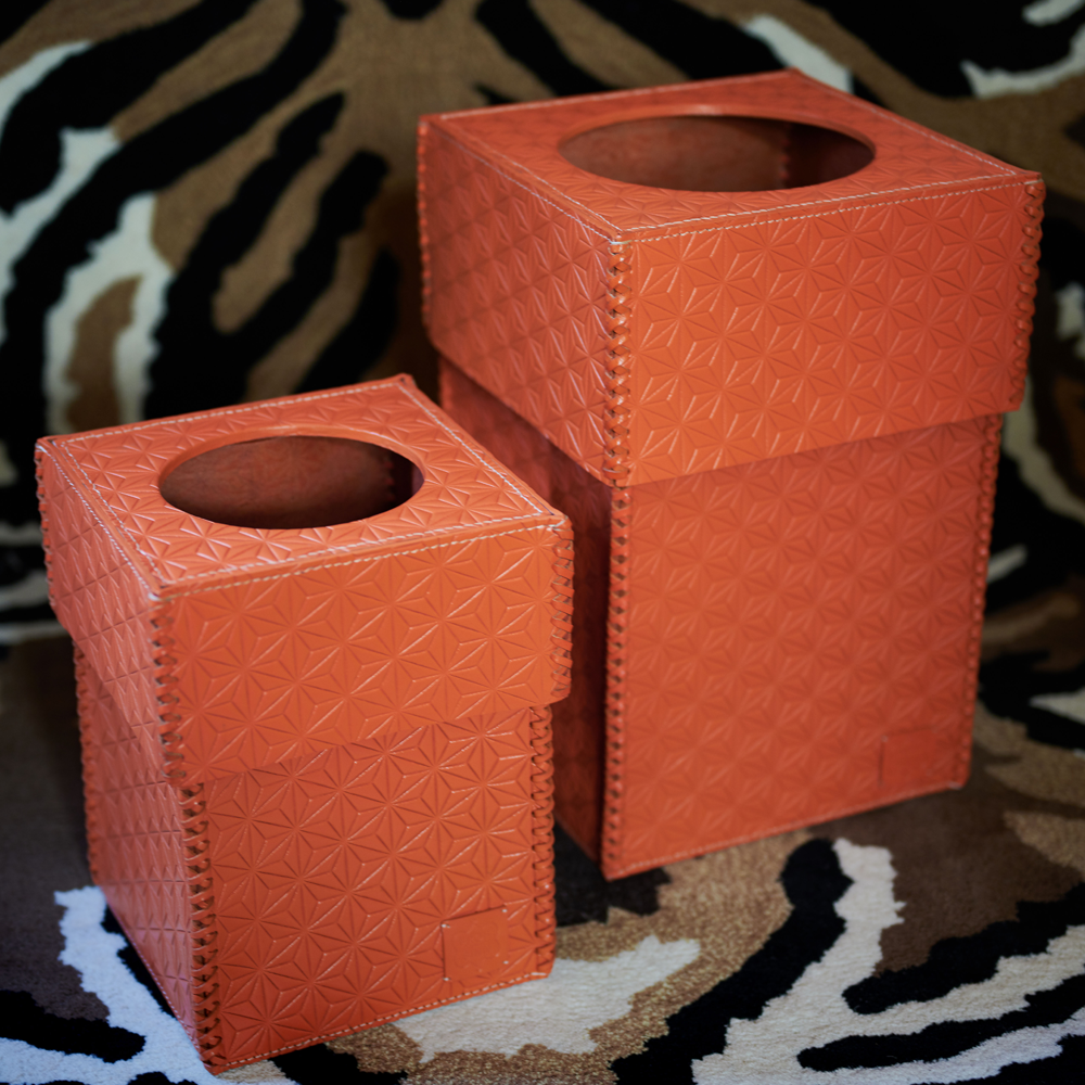 Paper bin LIFESTYLE embossed leather - orange