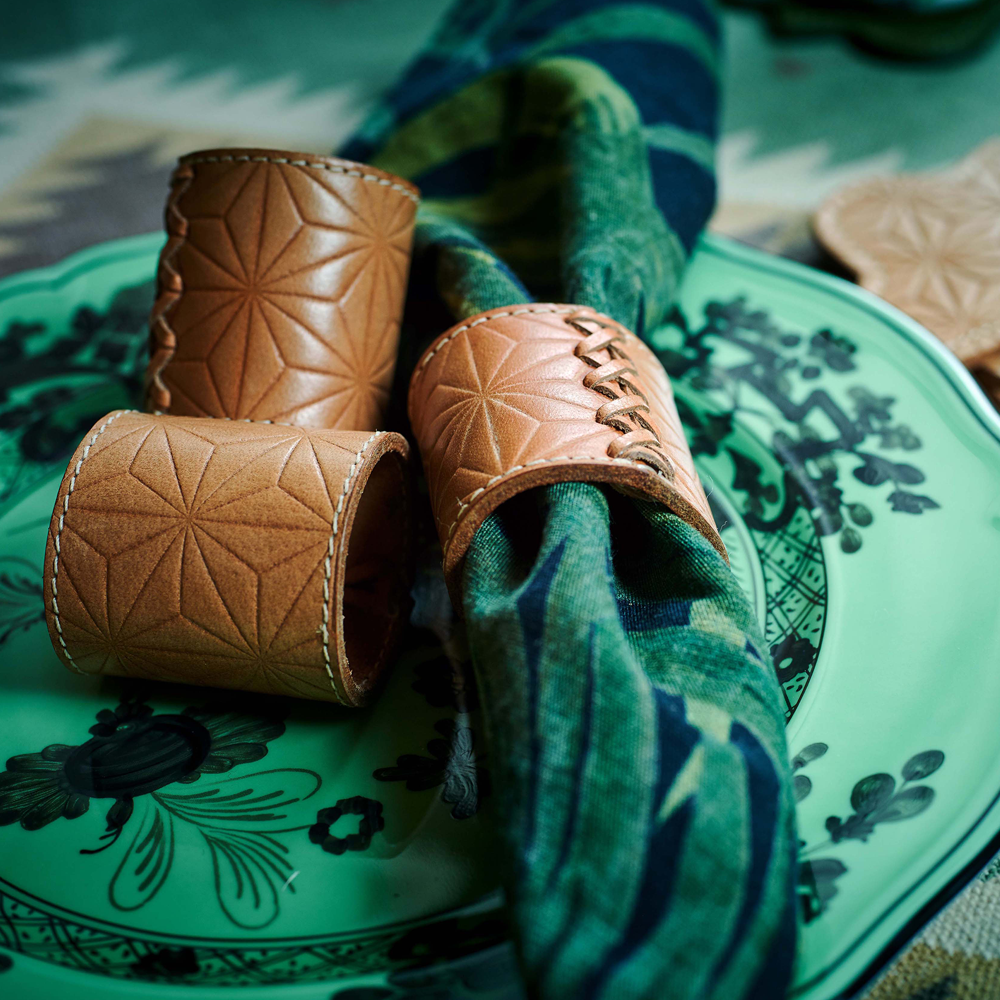 Napkin ring LIFESTYLE embossed leather - camel