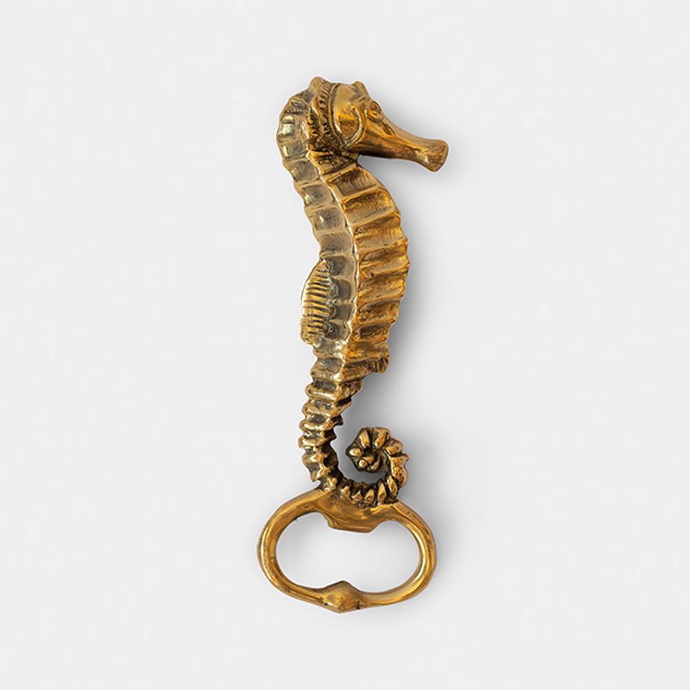 Flaschenöffner aus Messing in Seepferd Form von Mahe Homeware Spanien
