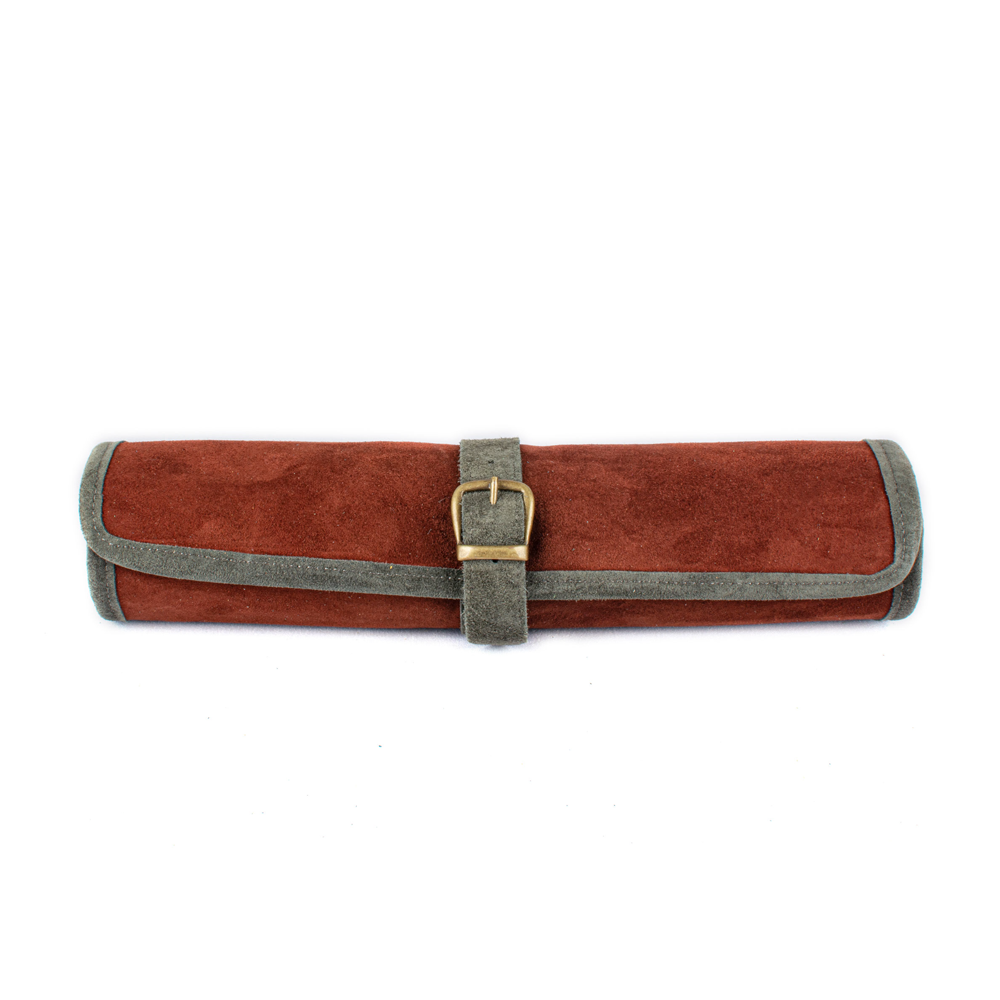 Travel game leather backgammon set - burgundy red