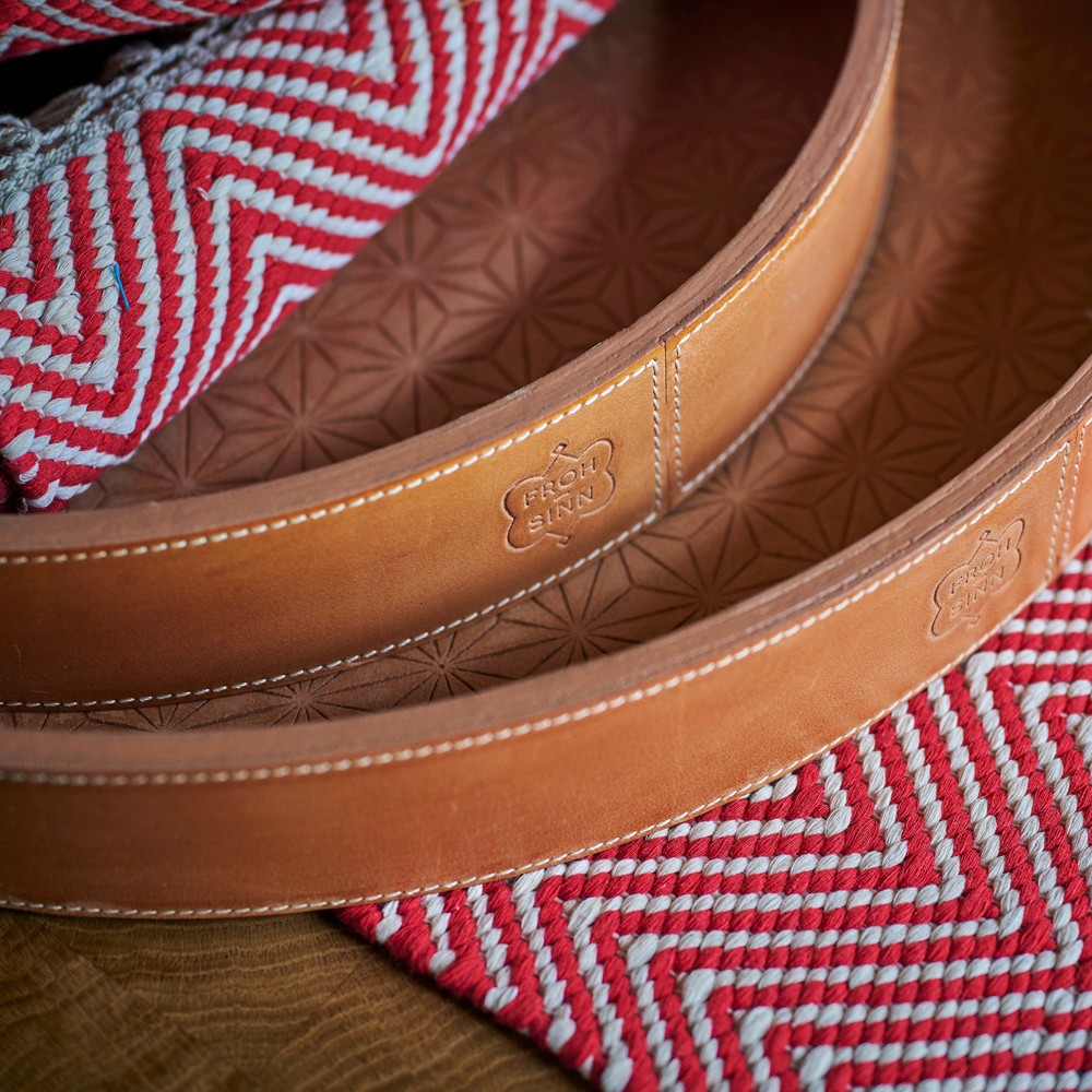 Tray round LIFESTYLE leather embossed - cognac