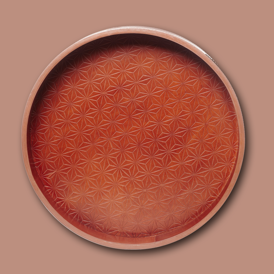 Handgemachtes Serviertablett aus Leder in cognac