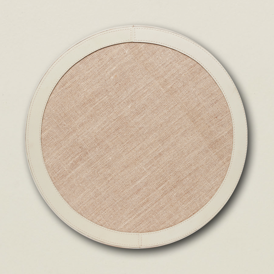 Tray round LIFESTYLE smooth leather - foggy