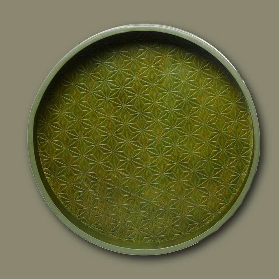 Handgemachtes Serviertablett aus Leder in olive