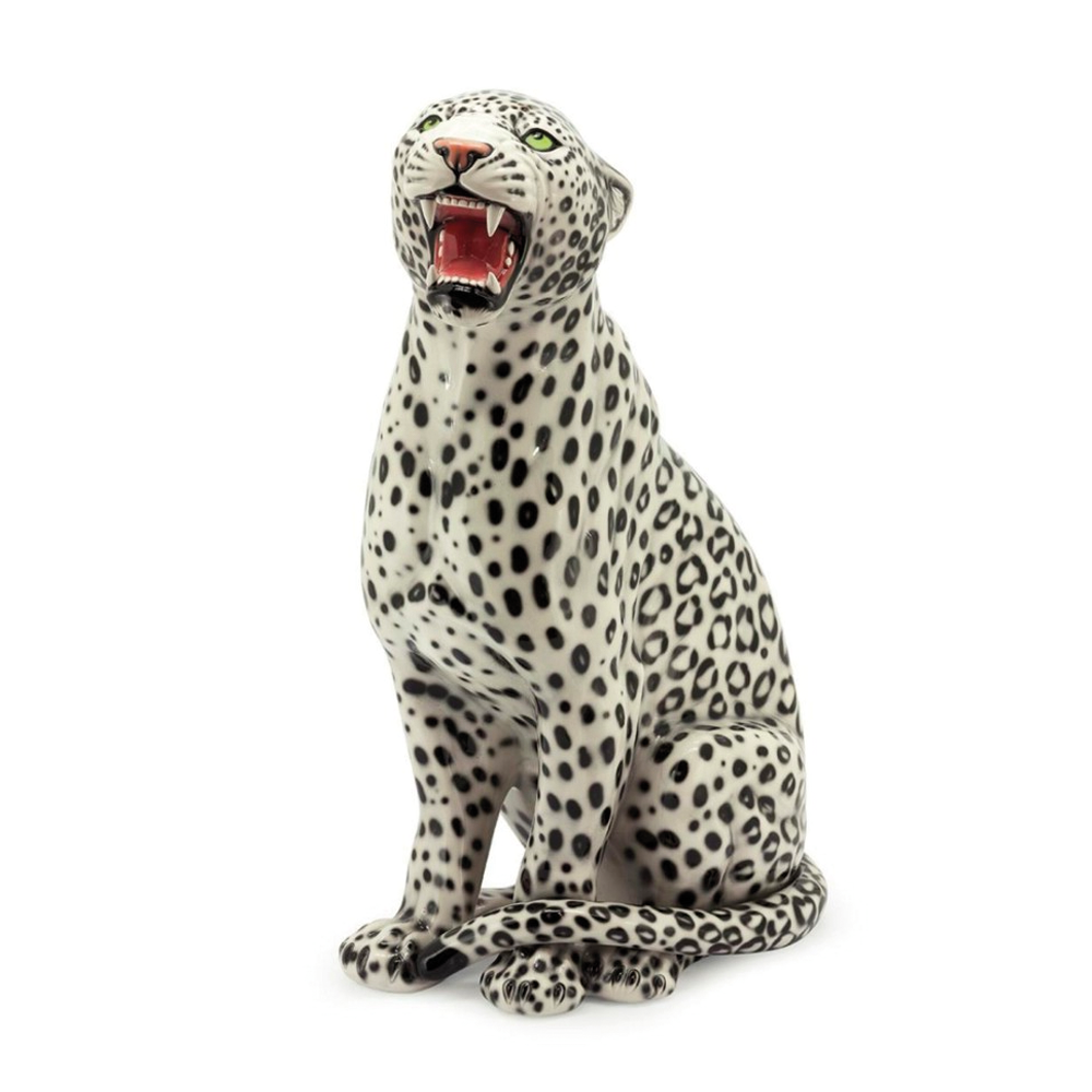 Schneeleopard Keramik Statue Abhika gross