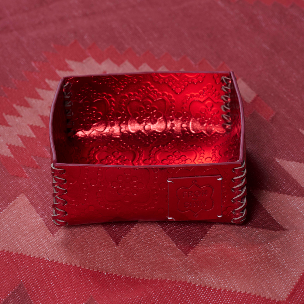 Accessory box ICON embossed leather - strawberry