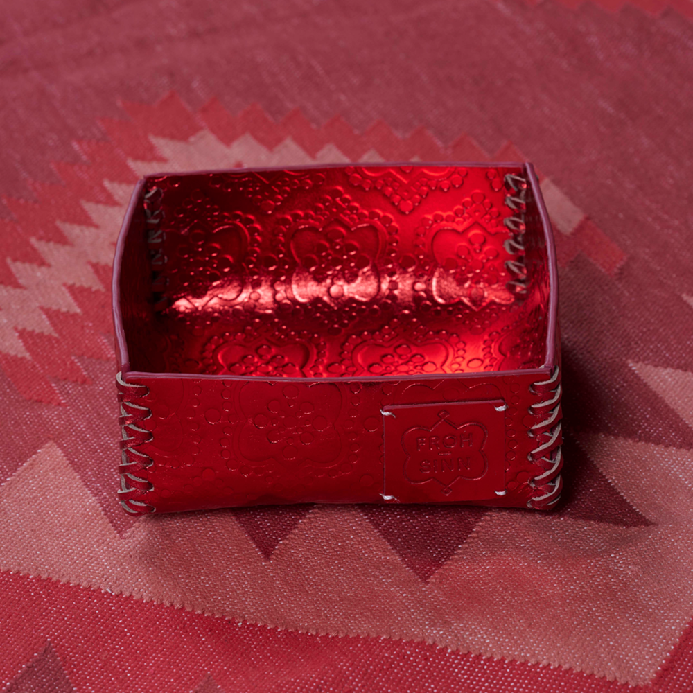Accessoire Box ICON aus Leder geprägt  - strawberry