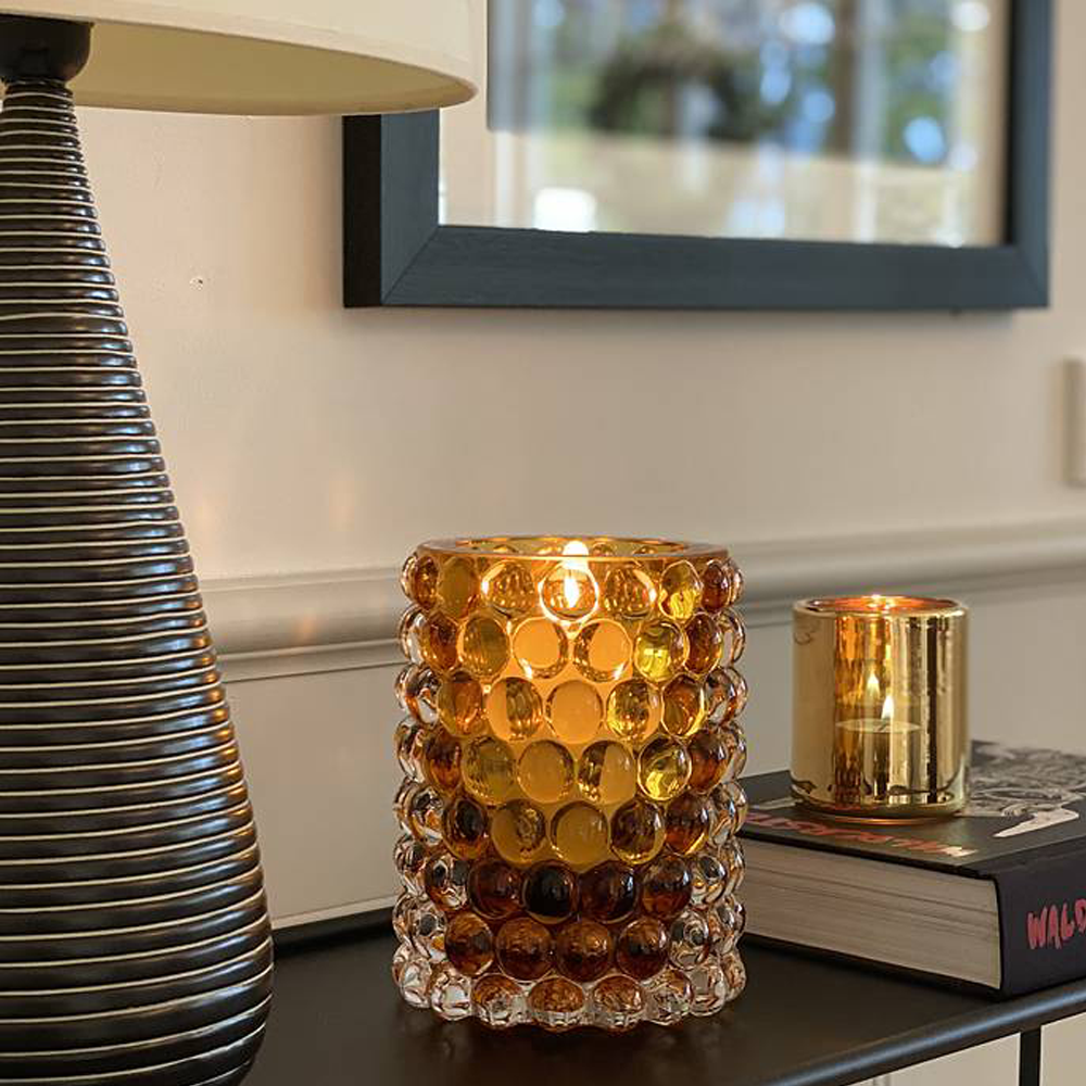Windlicht Vase HURRICANE BOULE large - amber