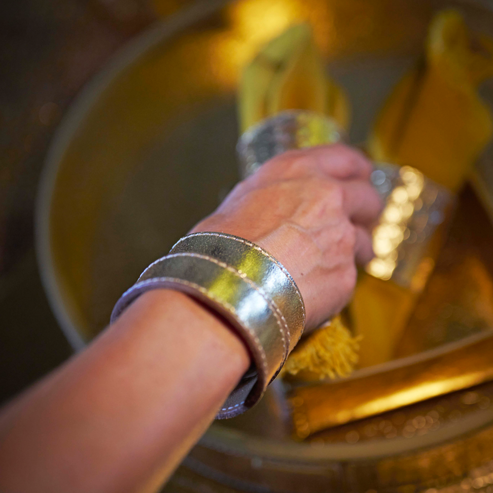 Armreif LIFESTYLE aus Leder glatt - gold