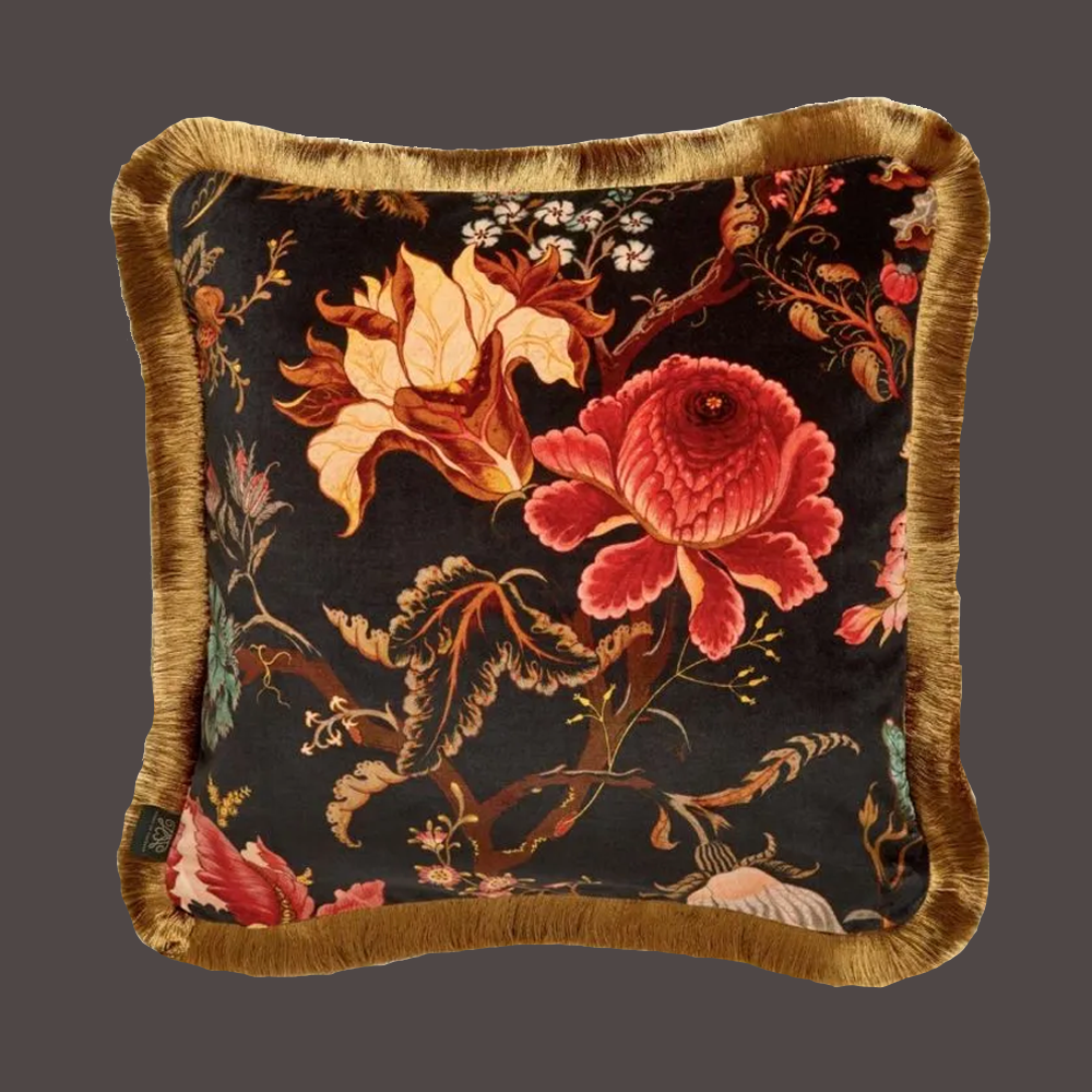 ARTEMIS - medium fringed velvet cushion
