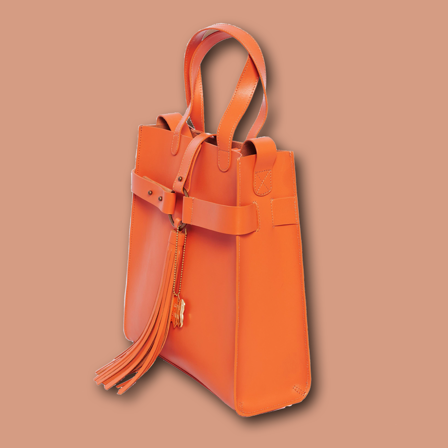 Handgemachte Lederhandtasche BONITA in orange