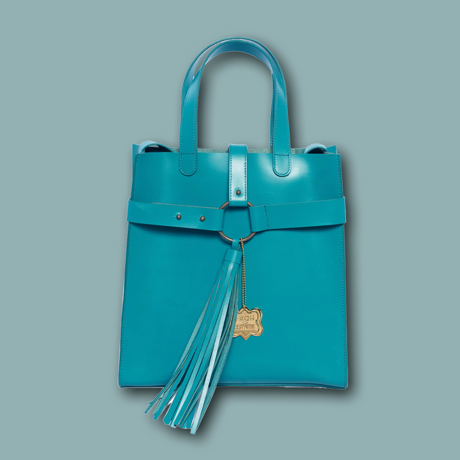 Handgemachte Lederhandtasche BONITA in türkis