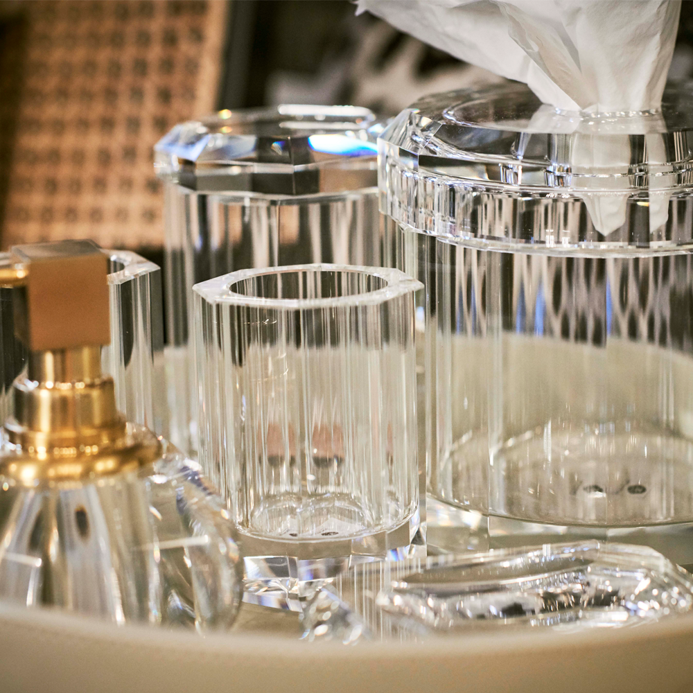 Crystal glass toothbrush tumbler - clear