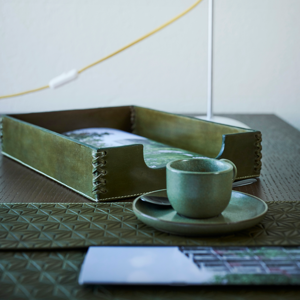Dokumentenablage OFFICE aus Leder - olive