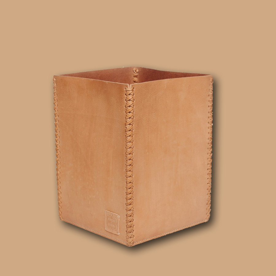 Papierkorb LIFESTYLE aus Leder glatt - camel